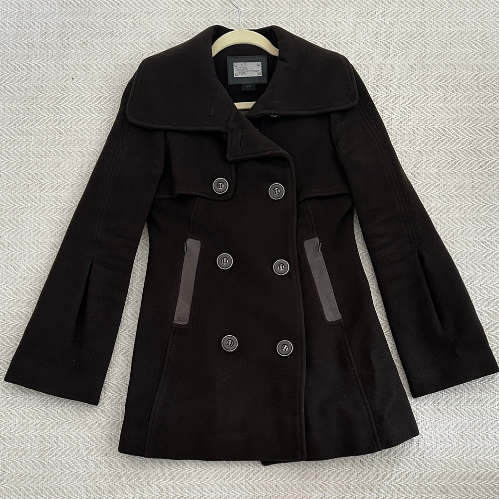 Mackage Brown Wool Pea Coat, size S